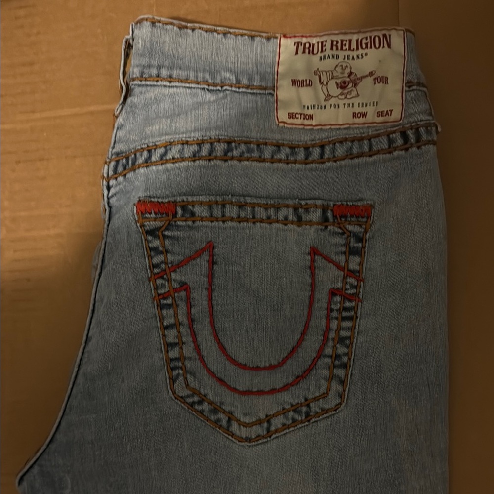 True Religion Light Blue Jeans with Red Accents